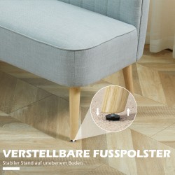 2-istuttava sohva olohuoneeseen, puurunko ja polyesteriverhoilu, 117 x 56,5 x 77 cm, vaaleanvihreä