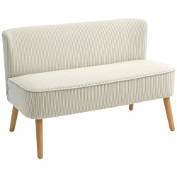 2 istuttava sohva puurunko cord tyylinen kangas 117 x 56 5 x 77 cm cremevalkoinen