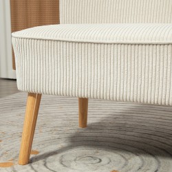 2-istuttava sohva, puurunko, cord-tyylinen kangas, 117 x 56,5 x 77 cm, cremevalkoinen