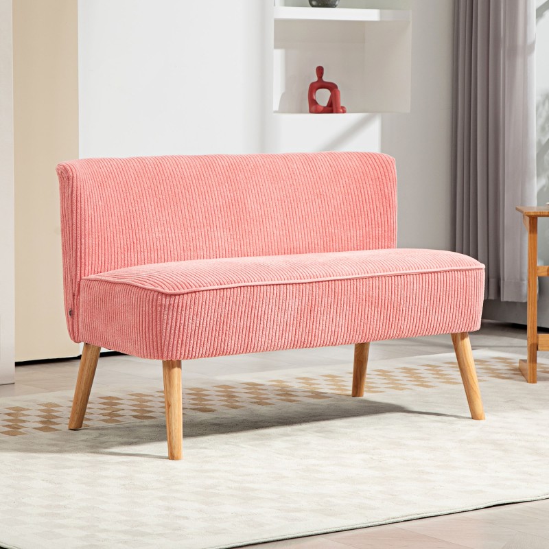 2 hengen sohva skandinaavinen tyyli puurunko 117 x 56,5 x 77 cm rosa