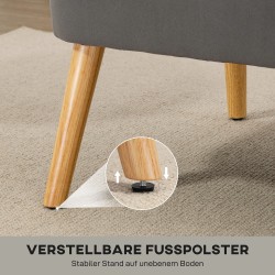 Kaksipaikkainen sohva retrodesign, puurunko ja puujalat, 117 x 56,5 x 77 cm, tummanharmaa