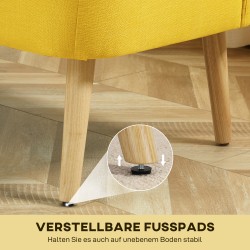 2 hengen sohva, pehmeä verhoilu, puurunko, 117 x 56,5 x 77 cm, keltainen