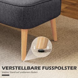 2-istuttava sohva, puurunko ja pehmeä verhoilu, 117 x 56,5 x 77 cm, tummanharmaa