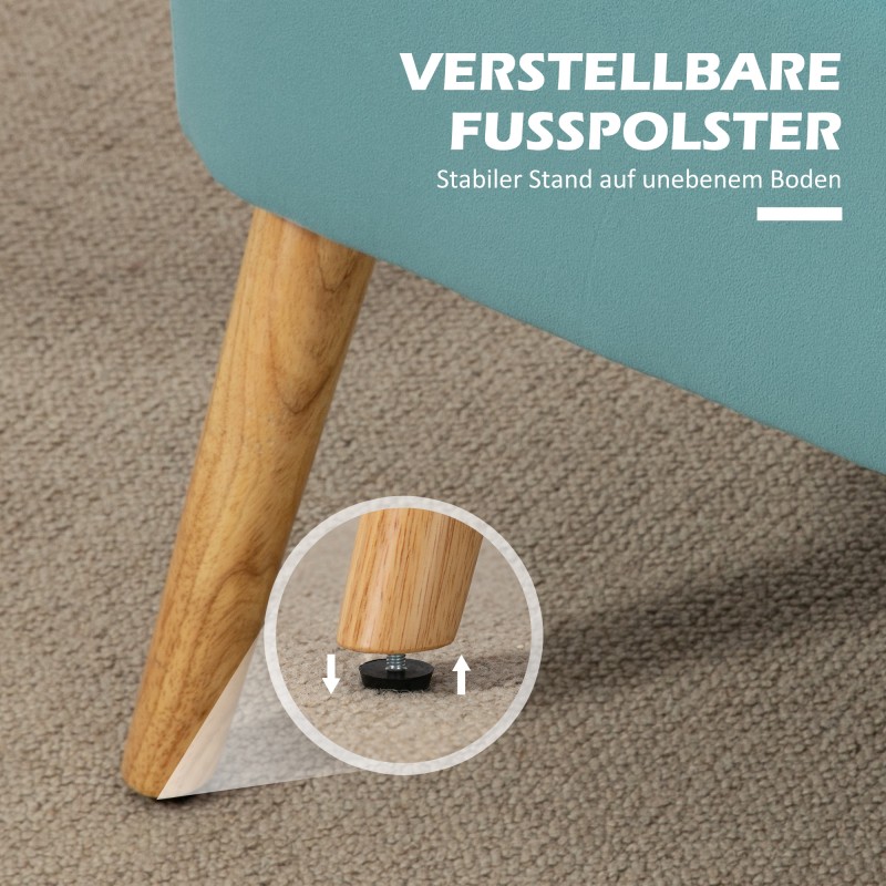 2-istuttava retrosohva, puurunko, 117 x 56,5 x 77 cm, vihreä