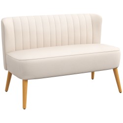 Kaksipaikkainen retrosohva puujaloin 117x56 5x77 cm cremevalkoinen
