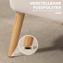 Kaksipaikkainen retrosohva puujaloin 117x56,5x77 cm cremevalkoinen