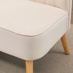 Kaksipaikkainen retrosohva puujaloin 117x56,5x77 cm cremevalkoinen