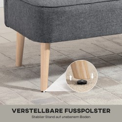 2 hengen sohva olohuoneeseen, puurunko, kangas pellavapinnalla, 117 cm, harmaa