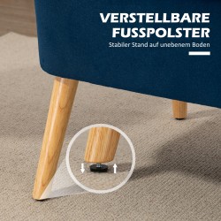 Kaksipaikkainen retrosohva, massiivipuurunko, 117 x 56,5 x 77 cm, tummansininen