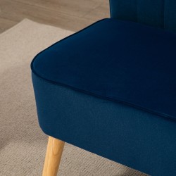 Kaksipaikkainen retrosohva, massiivipuurunko, 117 x 56,5 x 77 cm, tummansininen