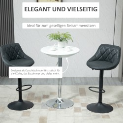 Säädettävä pyöreä baaripöytä, metalli/ABS, Ø61 x 76–97 cm, valkoinen