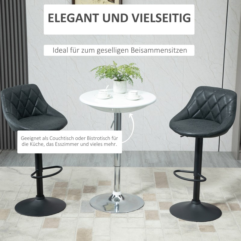 Säädettävä pyöreä baaripöytä, metalli/ABS, Ø61 x 76–97 cm, valkoinen