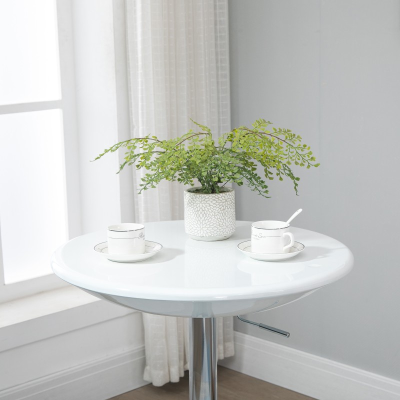 Säädettävä pyöreä baaripöytä, metalli/ABS, Ø61 x 76–97 cm, valkoinen