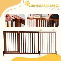 Koiraportti vapaasti seisova puinen koiraveräjä ovella 113–166 x 71 cm ruskea