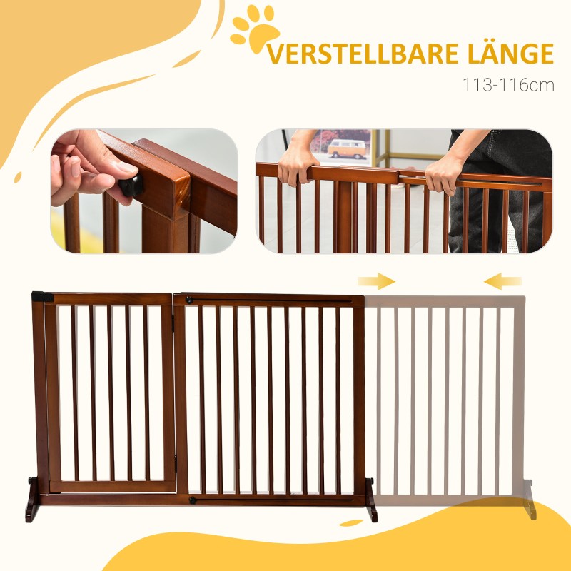 Koiraportti vapaasti seisova puinen koiraveräjä ovella 113–166 x 71 cm ruskea