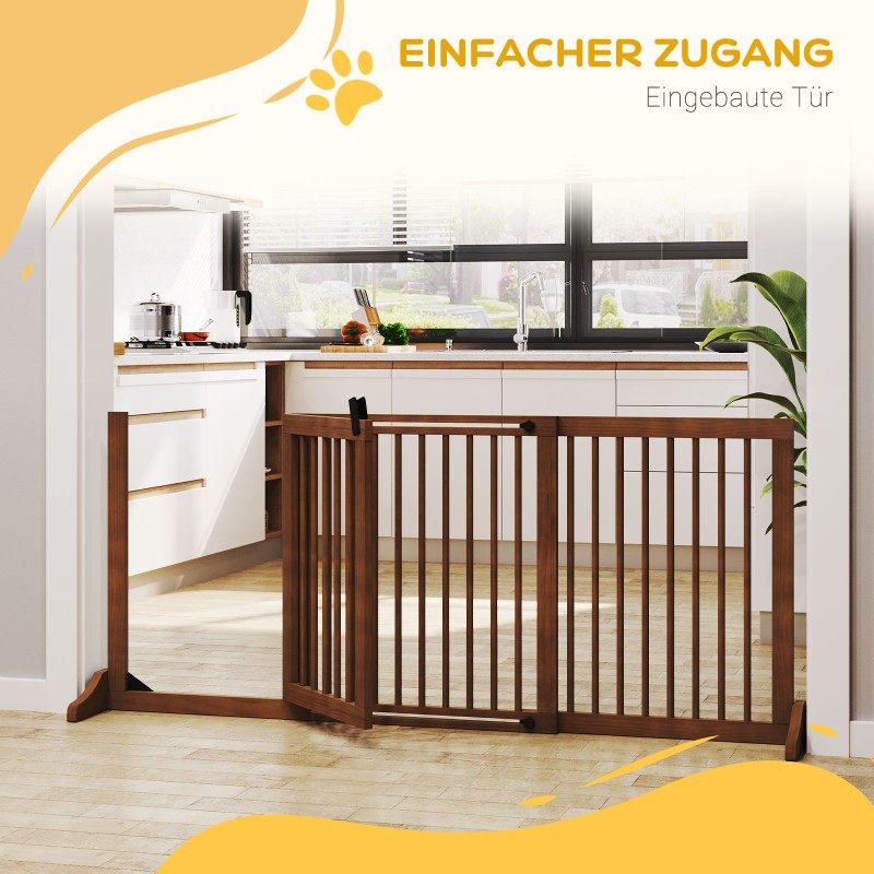 Koiraportti vapaasti seisova puinen koiraveräjä ovella 113–166 x 71 cm ruskea