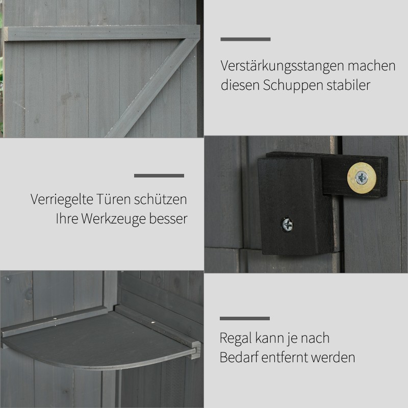 Puutarhan säilytyskaappi ulkokäyttöön havupuuta 77x54,2x179 cm harmaa-vihreä