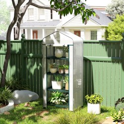 Muovikasvihuone 4 hyllyllä 69 x 50 x 165 cm valkoinen