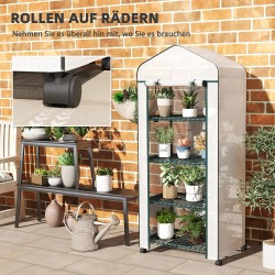 Muovikasvihuone 4 hyllyllä 69 x 50 x 165 cm valkoinen