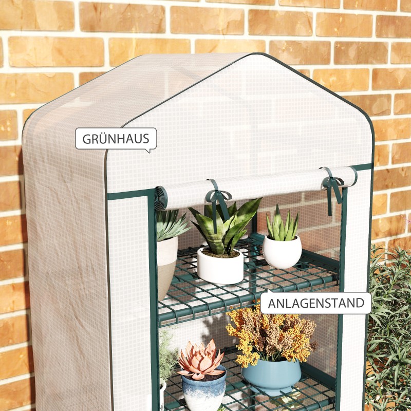 Muovikasvihuone 4 hyllyllä 69 x 50 x 165 cm valkoinen