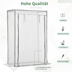 Kasviteltta parvekkeelle teräsrungolla ja PE-muovipäällysteellä 100 x 50 x 150 cm valkoinen