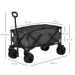 Taitettava kuljetusvaunu puutarhaan ja rannalle metalli/Oxford 108 x 55 x 59–89 cm 70 kg tummanharmaa