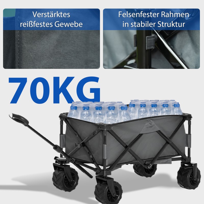 Taitettava kuljetusvaunu puutarhaan ja rannalle metalli/Oxford 108 x 55 x 59–89 cm 70 kg tummanharmaa