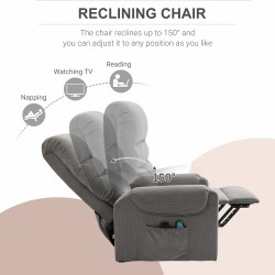 Sähkökäyttöinen lepotuoli nostomekanismilla, hieronta- ja lämpötoiminto, polyesteri, tummanharmaa