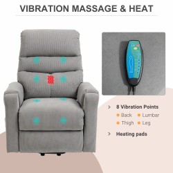 Sähkökäyttöinen lepotuoli nostomekanismilla, hieronta- ja lämpötoiminto, polyesteri, tummanharmaa