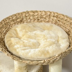 Kissan kiipeilypuu ja raapimapuu, monitasoinen, sisalipylväät, 60 x 40 x 98 cm, luonnonruskea/beige