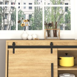 Liukuovikiskosarja kaksiosaiselle puuovelle, hiiliteräs 183 cm, musta, täydellinen asennuspakkaus