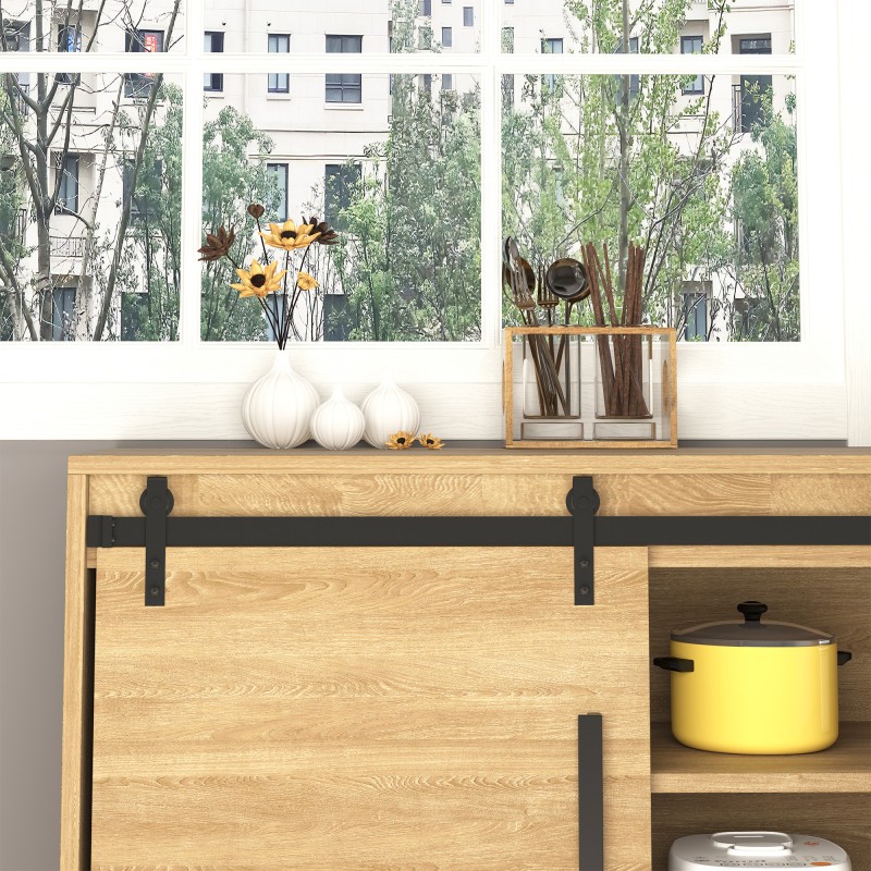 Liukuovikiskosarja kaksiosaiselle puuovelle, hiiliteräs 183 cm, musta, täydellinen asennuspakkaus