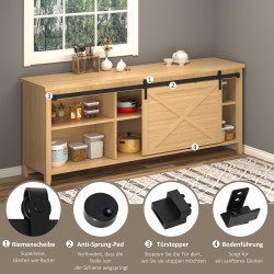 Liukuovikiskosarja puuovelle 183 cm, hiiliterästä, max 100 cm ovi, musta