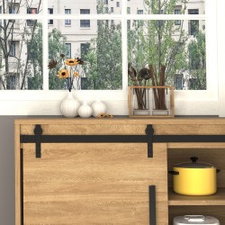 Liukuovikiskosarja puuovelle 200 cm, hiiliteräs, musta, täydellinen asennussetti