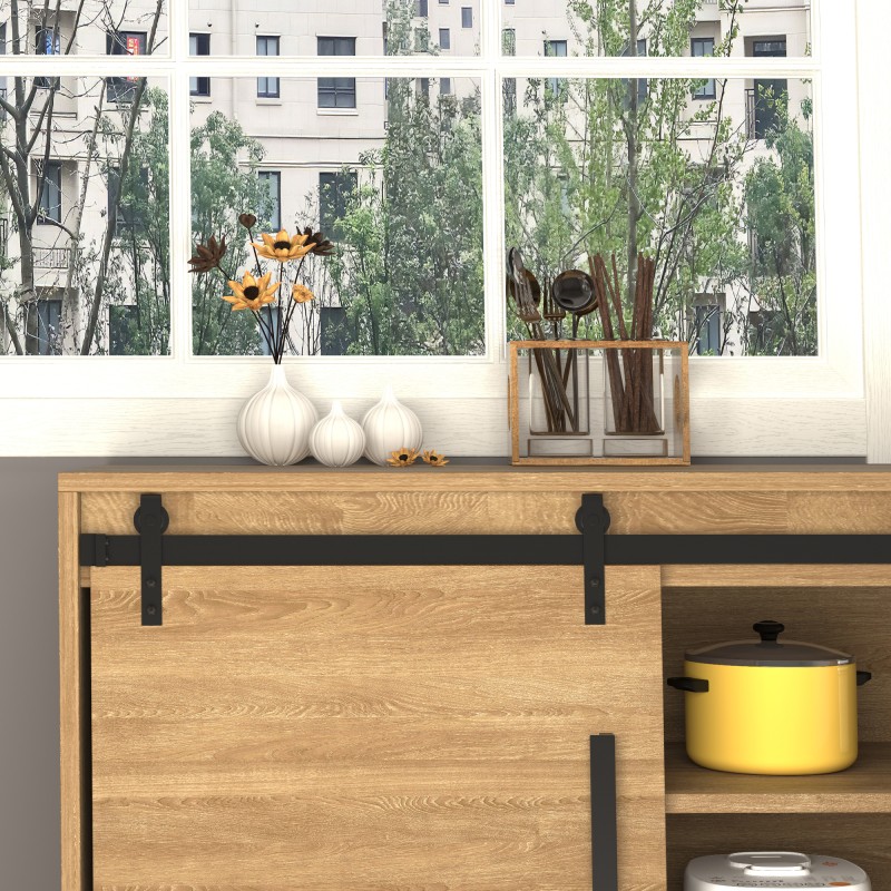 Liukuovikiskosarja puuovelle 200 cm, hiiliteräs, musta, täydellinen asennussetti