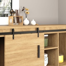 Liukuovikiskosarja puuovelle 200 cm, hiiliteräs, musta, täydellinen asennussetti