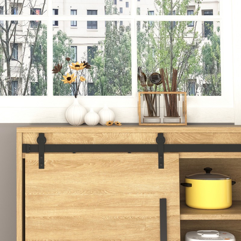 Liukuovikiskosarja puuovelle 200 cm, hiiliteräs, musta, täydellinen asennussetti