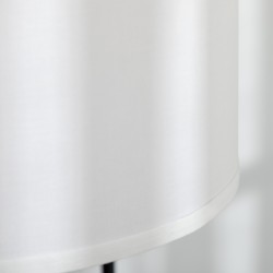 Lattiavalaisin jalkakytkimellä, teräs ja kangasvarjostin, E27, valkoinen/musta