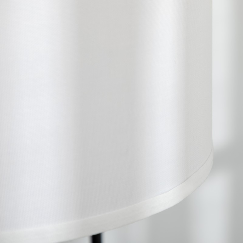 Lattiavalaisin jalkakytkimellä, teräs ja kangasvarjostin, E27, valkoinen/musta