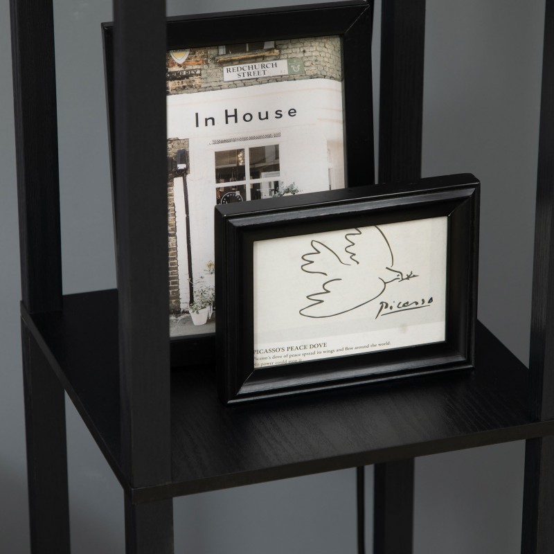 Lattiavalaisin kahdella hyllyllä, moderni muotoilu, 26 x 26 x 156 cm, mustavalkoinen