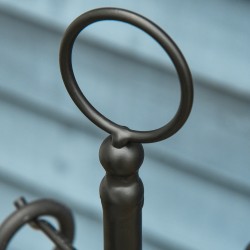 Takkavälineet sisä- ja ulkokäyttöön, 5-osainen metallinen setti telineellä, musta 20 x 20 x 82,5 cm