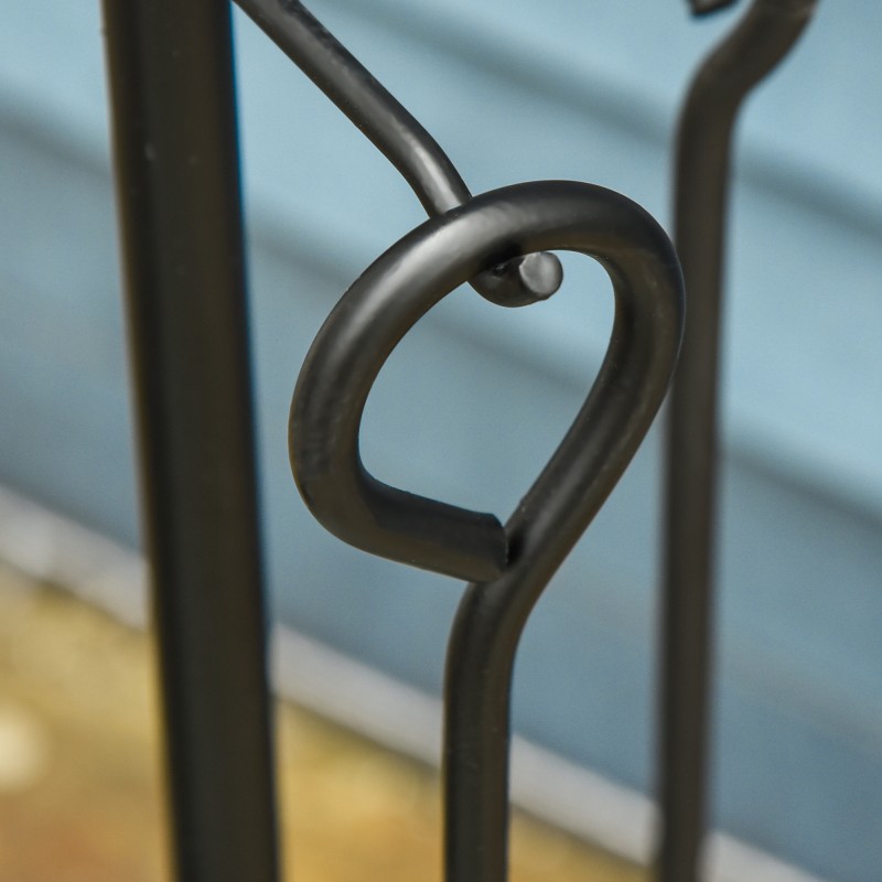 Takkavälineet sisä- ja ulkokäyttöön, 5-osainen metallinen setti telineellä, musta 20 x 20 x 82,5 cm