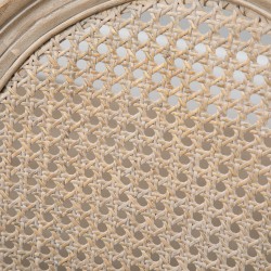 Ruokapöydän tuolit 2 kpl, pehmustetut, rottinkityylinen selkänoja, puujalat, harmaa