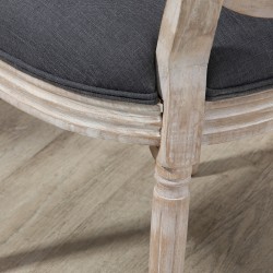 Ruokapöydän tuolit 2 kpl, pehmustetut, rottinkityylinen selkänoja, puujalat, harmaa