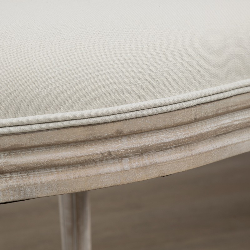 Ruokapöydän tuolit 2 kpl, pehmustetut selkänojalla, kumipuujalat, pellavamainen verhoilu, cremevalkoinen/natura