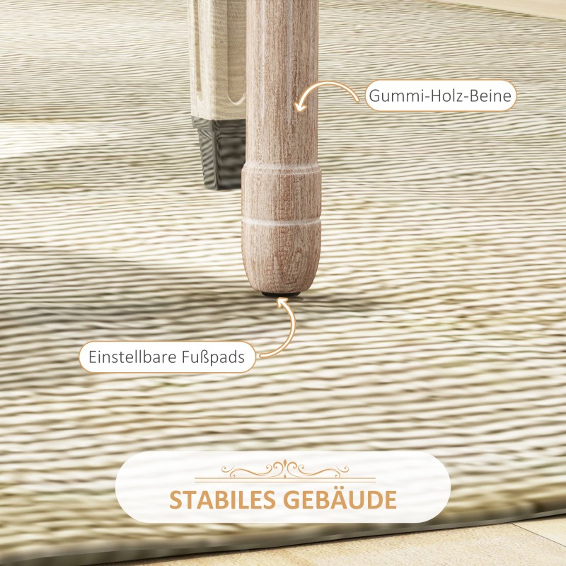 Ruokapöydän tuolit 2 kpl, vintage-tyyli, rottinkiselkänoja, kumipuu, luonnonpuu/creme