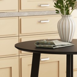 Ruokapöytä 2 hengelle, pyöreä MDF-pöytälevy, metallijalat, Ø72 x 75 cm, musta