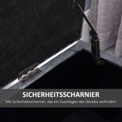 Säilytysrahi penkki puujaloin, pellavamainen polyesteri, 100 x 40 x 44 cm, tummanharmaa