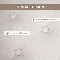 Säilytyspenkki olohuoneeseen ja eteiseen, pellavapintainen verhoilu, puujalat, 100x40x44 cm, cremevalkoinen