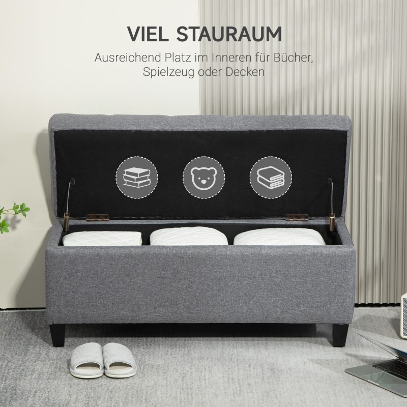 Säilytyspenkki eteiseen, polyesteri ja kautsupuu, 100 x 40 x 44 cm, vaaleanharmaa